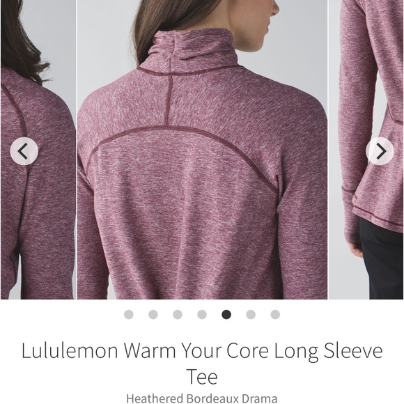 Lululemon Warm Your Core Long Sleeve Tee
Heathered Bordeaux Drama, size 10 - Picture 9 of 11